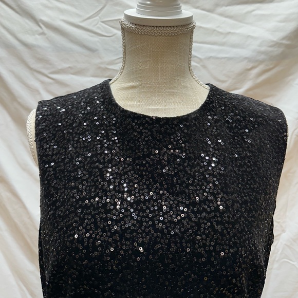 NWT Zara Sequin Black Velvet Mini Dress Size Large - Picture 6 of 14